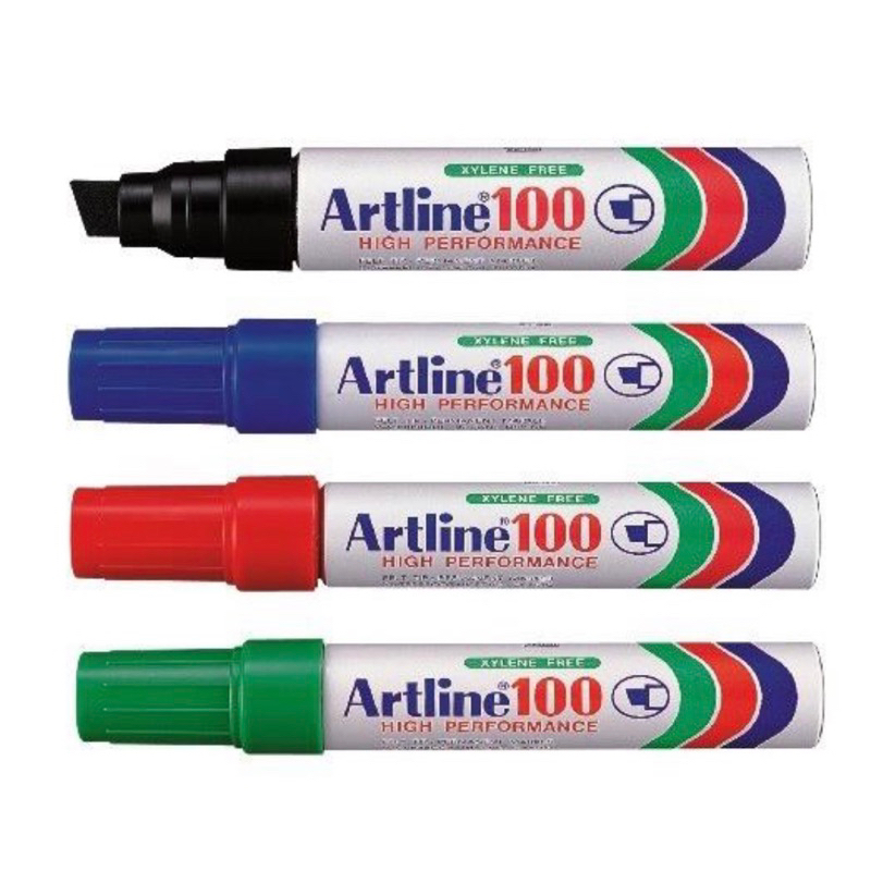 “Artline” EK-100 ปากกาเคมี (หัวตัด 7.5-12 mm.) (ดำ, น้ำเงิน, แดง, เขียว)