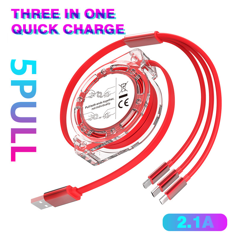 3 in 1 ชนิดชาร์จเร็วสายชาร์จ 3A อุปกรณ์ชาร์จ USB Type C บบหลายหัวสายชาร์จ สายถักไนล่อนสายชาร์จ ใช้ได้กับมือถือทุกรุ่น
