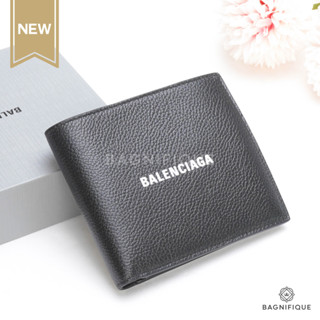 NEW BALENCIAGA BI FOLD SHORT BLACK CALF