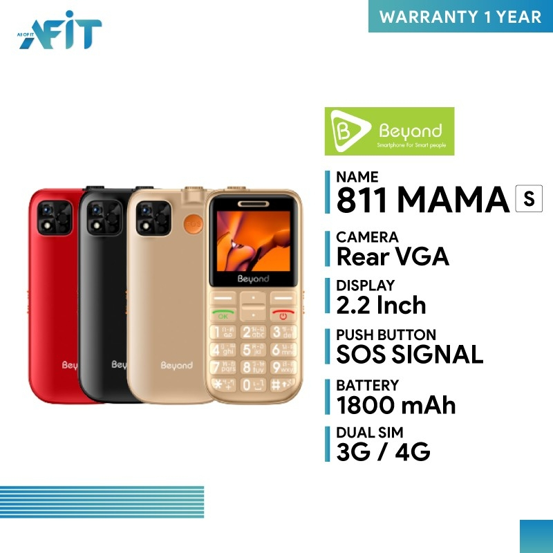 มือถือปุ่มกด Beyond 811mama-s 3G/4G แบตเตอรี่ 1800 mAh ปุ่มตัวเลขใหญ่ รองรับสังคมผู้สูงวัย