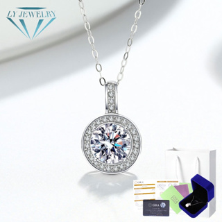 LY JEWELRYจี้พร้อมสร้อยคอเงินแท้ S999 ฝังเพชรโมอีส 1 กะรัต D-VVS1 : D1026