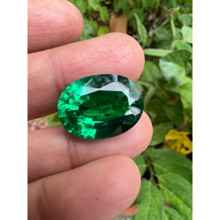 Lab emerald green Oval 14x16mm pair(2pcs)- 18cts