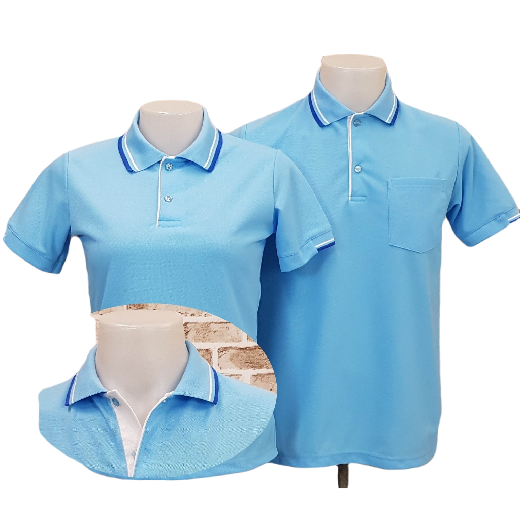 เสื้อโปโลเปล่า(ไม่ปัก) สีฟ้าอ่อน ผ้านุ่มใส่สบาย