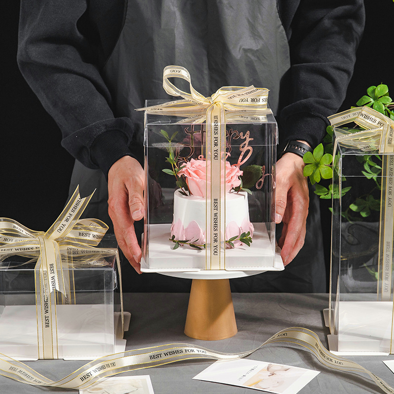 กล่องเค้กใสทรงสูงฐานสีขาว 4นิ้ว/6นิ้ว/8นิ้ว/10นิ้ว - รูปที่ 6