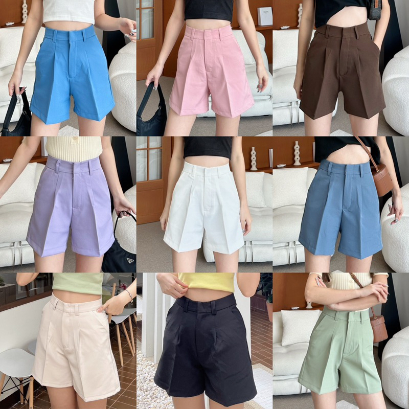 กางเกงขาสั้นผู้หญิง เอวสูง ทรงสวย ผ้าดี ใส่สบาย แมทช์ง่าย พรางหุ่น รุ่น Basic Shorts by BEMYCHIC