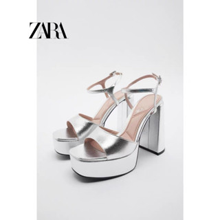 ZARAของเเท้💯พร้อมส่ง 38,39✨ รองเท้าส้นหนาPlatform melallic
