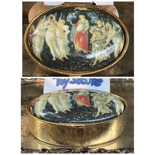 VINTAGE ITALIAN PILL BOX SOUVENIR /TRINKET BOX ตลับใส่ยาฝาเซรามิค กล่องใ่ส่เครื่องประดับชิ้นเล็กๆ และของรักษ์อื่นๆ