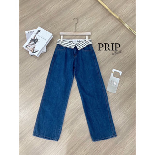 🇰🇷🇰🇷New Arrival🇰🇷🇰🇷  มาแล้วค่า โคเรียสุดๆ กางเกงยีนส์เอวสูง ผ้ายีนส์ไม่ยืด ขอบเอวริ้วขาวดำพับขอบเอวได้ตามสไตล์เก๋