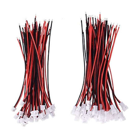 [สายปลั๊ก] JST 1.25mm 2 Pin Micro Male Female Connector Plug with Red Black 80mm 1คู่