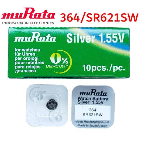 ถ่านกระดุม Murata 364/SR621SW (แพ็คเกจใหม่) Silver Oxide Battery 1.55V COIN ถ่านนาฬิกา (MADE IN JAPA