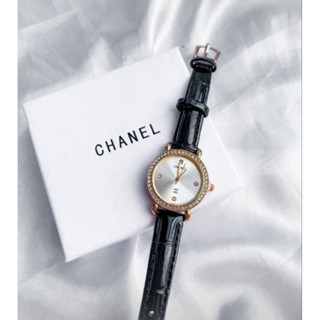 **พร้อมส่ง** นาฬิกา CHANEL สายหนังดำ เรียบหรู พร้อมกล่อง