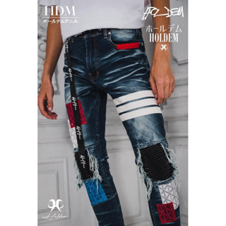 ยีนส์ขายาว Holdem Multicolor H8 Casino Monogram Patch Washed denim jeans