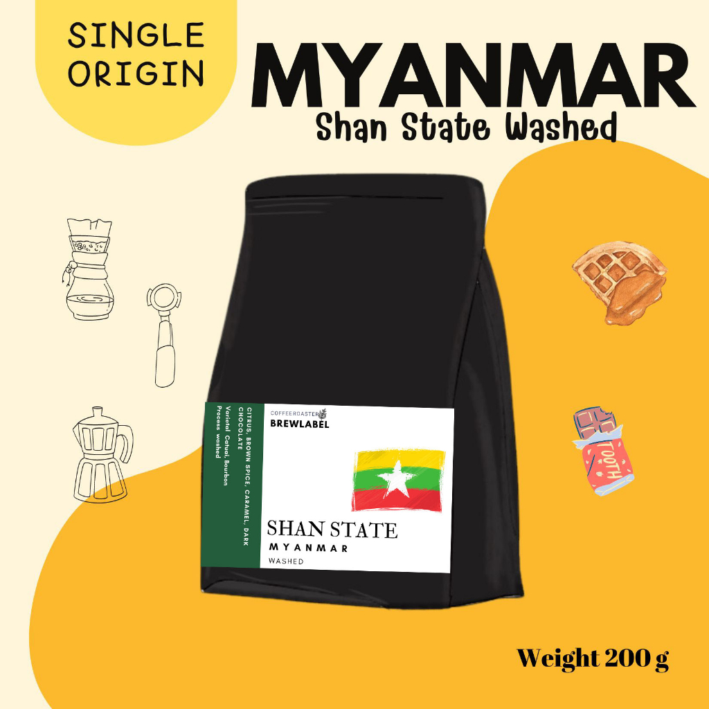 pym coffee roastery เมล็ดกาแฟคั่ว Myanmar Shan State washed คั่วเอง กาแฟคั่วใหม่ คั่วทุกวัน หอม