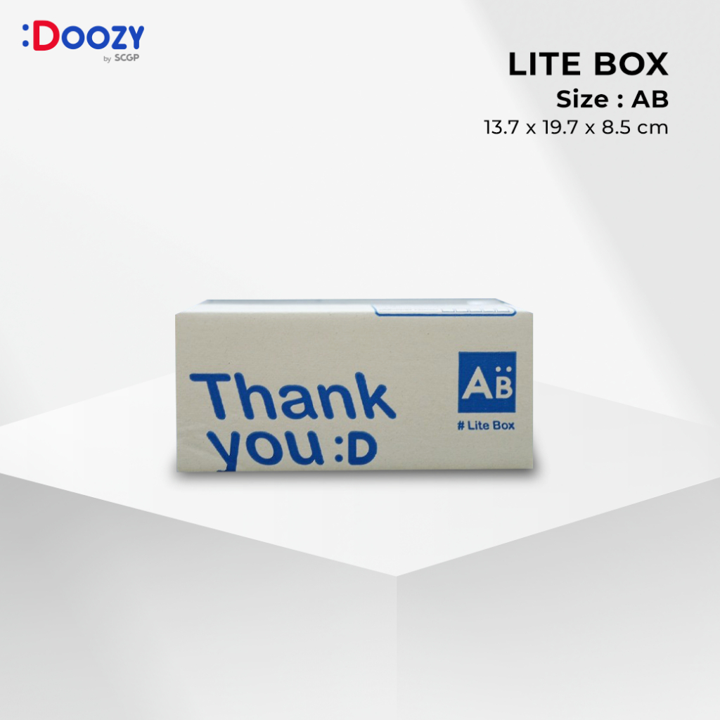 Lite Box กล่องไปรษณีย์ ขนาด AB (13.7 x 19.7 x 8.5ซม.)  แพ็ค 20 ใบ กล่องพัสดุ กล่องฝาชน Doozy Pack