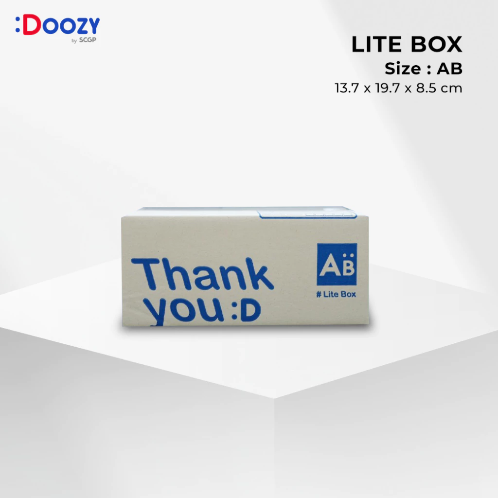 Lite Box กล่องไปรษณีย์ ขนาด AB (13.7 x 19.7 x 8.5ซม.) แพ็ค 20 ใบ กล่องพัสดุ กล่องฝาชน Doozy Pack