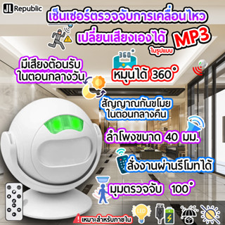 เซ็นเซอร์ตรวจจับการเคลื่อนไหวหมุนได้360 ํ เปลี่ยนเสียงMP3เองได้ เหมาะสำหรับภายใน