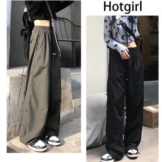 Hotgirl  พร้อมส่งจากกทม ✨กางกางผู้หญิง กางเกงทำงานสไตล์อเมริกัน กางเกงสีเขียวทหารเอวสูงทรงหลวม ยืดหยุ่นมาก