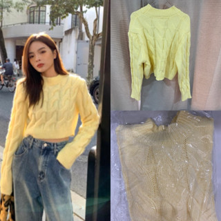 NEW IN PACK เสื้อไหมพรมสีเหลือง oversize S-M ใส่ได้ อกยืด-44" ยาว20"ซื้อมาไม่เคยใส่