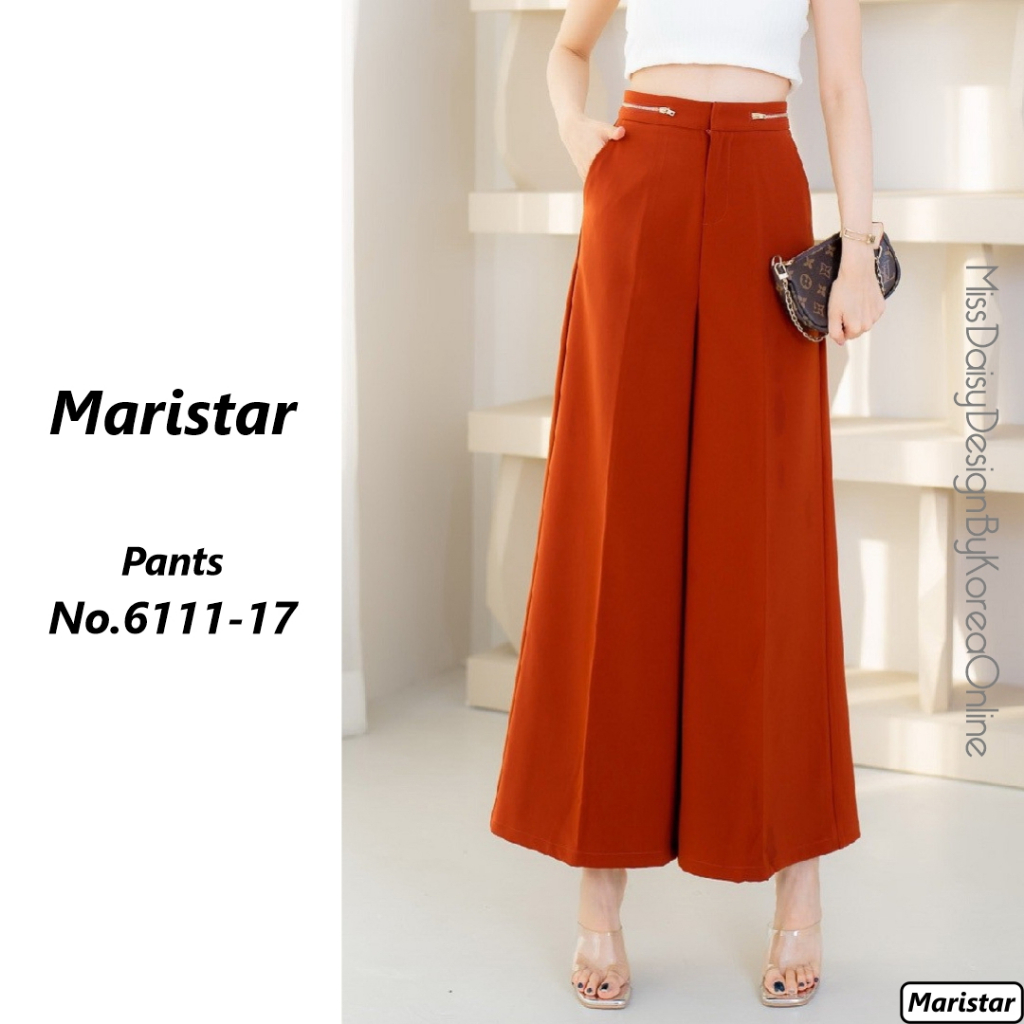 Maristar กางเกงขาบาน No.6111 ดีไซน์แต่งซิปขอบเอว ผ้า Polyester