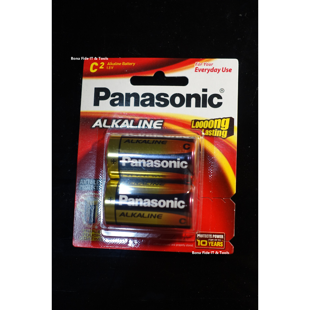 (แพ็ค 2 ก้อน)  Panasonic Alkaline ถ่านอัลคาไลน์ Size C ก้อนกลาง LR14T/2B 1.5 V. ของแท้ศูนย์ไทย หมดอา