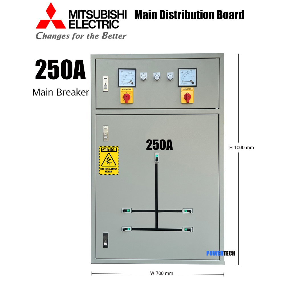 MDB ตู้เมน 250A Mitsubishi  ตู้ควบคุมไฟฟ้า ตู้สวิทซ์บอร์ด Main Distribution Board รุ่นเมน 3P 250A ลู