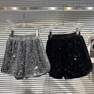 🇰🇷New🇰🇷  มาละนะค้า Korea sequins short pants ขาสั้นเอวสมอคใครชอบ เอวยางยืดขาบานรุ่นนี่