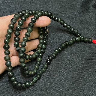 สร้อยประคำหยกสีเขียวเข้ม 8mm ( very dark green )