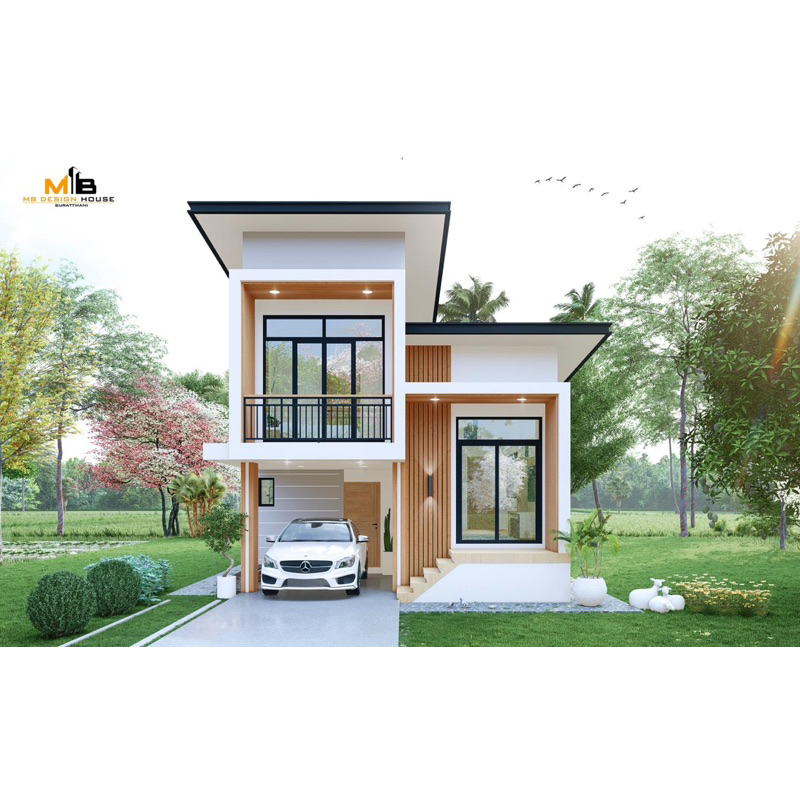 L10  แบบบ้านสำเร็จรูป โมเดิร์นชั้นครึ่ง หน้าแคบ เหมาะสำหรับที่ดินหน้า แคบ