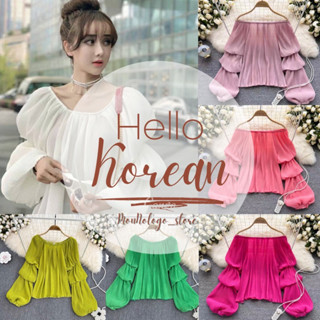✨พร้อมส่ง8สี✨  เสื้ออัดพลีทโอเวอร์ไซส์ เสื้ออัดพลีทออกงาน เสื้อไฮโซ เสื้อฟรุ้งฟริ้งออกงาน