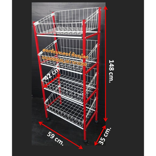 ชั้นวางของ แบบ 4 ชั้น รุ่นตะกร้าอ้วน SP 401 ขนาด 60x42x136cm. มีล้อ