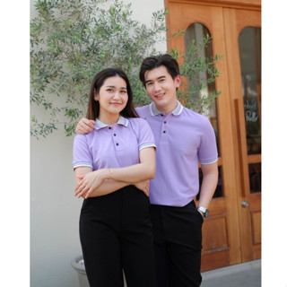 เสื้อโปโล สีม่วง (No Logo) Roccoe Polo (เนื้อผ้าผสมspendexเพิ่มความยืดหยุ่น ใส่สบาย)