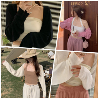 เสื้อคลุมไหมพรมใหม่ ผ้าบางเบา ใส่สบาย เสื้อครอปผู้หญิงสไตล์เกาหลีฤดูร้อนสวยๆ 🎄 รุ่น WMB66381 🎄