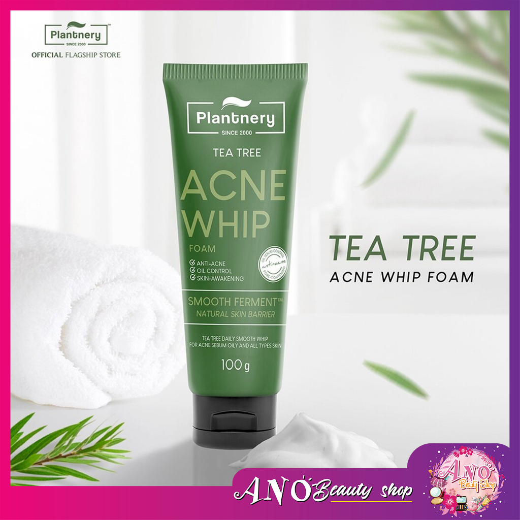 Plantnery Tea Tree Acne Whip Foam 100 g โฟมล้างหน้า ทีทรี เนื้อวิบเนียนนุ่ม สำหรับผิวที่มีปัญหาสิว ผิวมัน