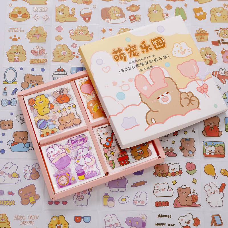 บุตรดี🇹🇭สติ๊กเกอร์ ติดกล่อง ติดแก้ว pvcกันน้ำ ไดคัท ลายBOBO&ผองเพื่อน น่ารัก สุ่มลาย แบ่งขายเป็นแผ่น พร้อมส่ง🇹🇭