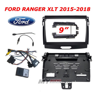 หน้ากาก FORD RANGER XLT 2015-2018 สำหรับจอ 9 นิ้ว พร้อมปลั๊ก + แคนบัส