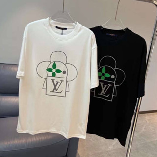 LOUIS VUITTON LV VIVIENNE FOREVER PRINT COTTON T-SHIRT เสื้อยืดคอกลมแขนสั้น แบรนด์หลุยส์วิตตอง FLOWER MASCOT