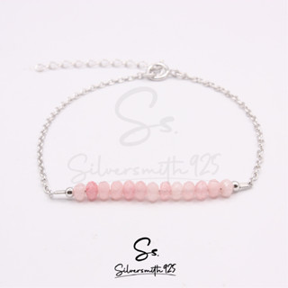 กำไลเงินแท้ประดับหินแท้ หินพิ้งคาลซิโดนี Pink Chalcedony