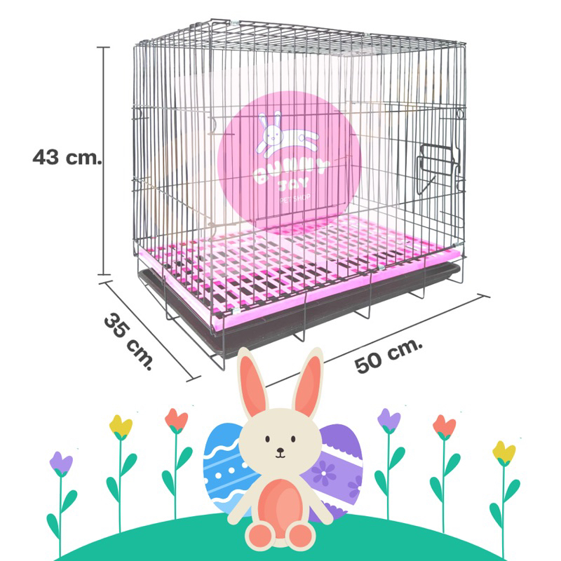 Rabbit Cage กรงเลี้ยงกระต่าย สีดำ พับได้ ขนาด 50x35x43 cm สำหรับสัตว์เลี้ยงขนาดเล็ก