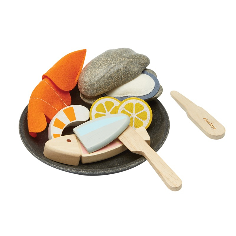 PlanToys ของเล่นไม้ 3632 Seafood Platter ชุดอาหารทะเล เสริมพัฒนาการ สำหรับเด็กอายุ 2 ปี ขึ้นไป
