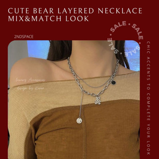 🔥SALE🔥สร้อยคอสไตล์เกาหลี🐻🌷จี้หมีสุดน่ารัก💃🌈✨Cute Bear Layered Necklace✨สินค้าพร้อมส่งค่า