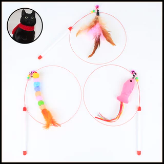 ไม้ตกแมว ไม้แมว ยาวสุด ของเล่นแมว ไม้ตกแมว ยาว90ซม. ของเล่นแมว ไม้ตกแมวแบบสปริง ไม้ล่อแมว ปลา/ขนนกขนาดเล็ก