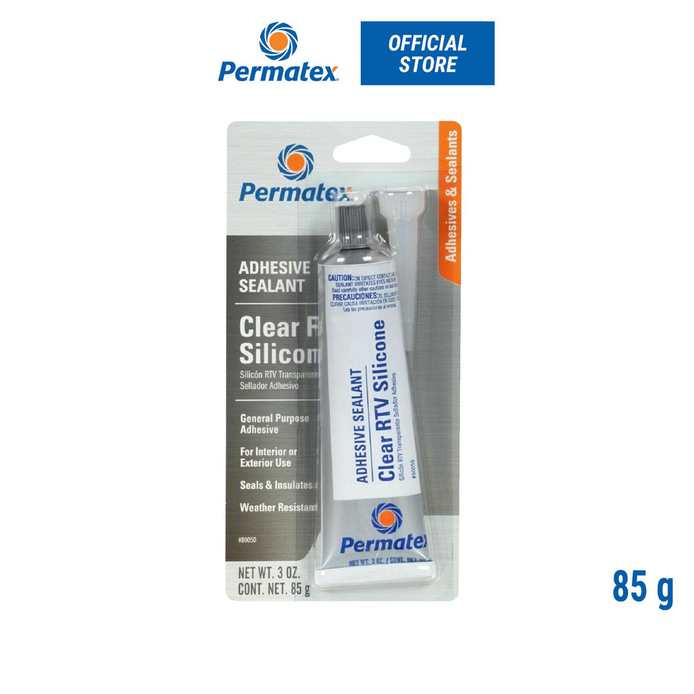 Permatex 80050 Adhesive Sealant Clear RTV Silicone กาวซิลิโคนใส สำหรับใช้งานทั่วไป กันน้ำ ขนาด 3 oz.