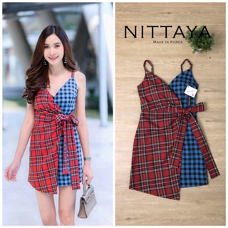 พร้อมส่ง Size S ป้าย Nittaya JGB. เดรสสายเดี่ยว ทรงเข้ารูปพอดีตัว สีสันต้อนรับเทศกาลคริสต์มาส