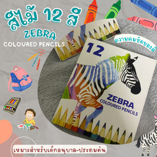 พร้อมส่ง สีไม้ ดินสอสี  ZEBRA COLOURED PENCILS ชุด12สี สีคมชัด