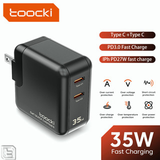 Toocki PD 35W Dual USB-C GaN Charger PD3.0 เครื่องชาร์จด่วน อแดปเตอร์ชาร์จเร็ว สำหรับโทรศัพท์มือถือแท็บเล็ตแล็ปท็อป