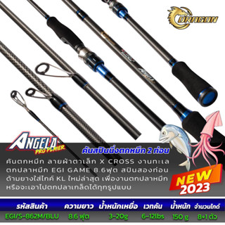 คันตกหมึก DRAGON ANGELA 8.6ฟุต 2ท่อน เวท6-12lb ลายผ้าตาเล็ก X CROSS คันตกหมึก สปิ๋ว ไมโครจิ๊ก ชายฝั่ง