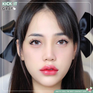 New !! KICK IT Gray Brown สีเทา สีน้ำตาล Pretty Doll คอนแทคเลนส์ Contact lens ค่าสายตา สายตาสั้น ตาโต โทนแบ๊ว bigeyes