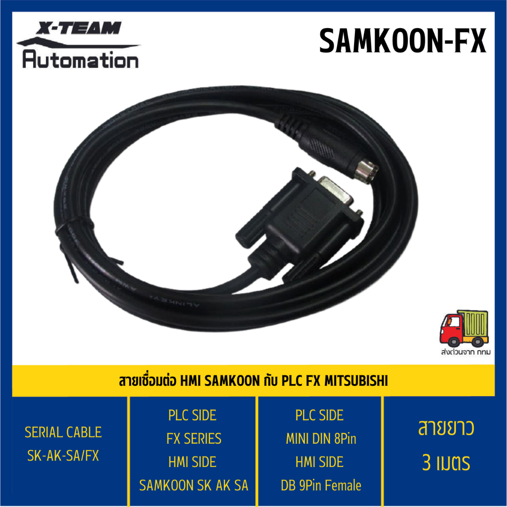 SA/SK/AK - FX / Communication Cable ระหว่าง HMI Samkoon และ PLC Mitsubishi FX