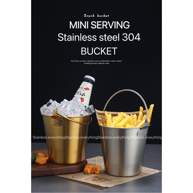 stainless everything:Bucket stainless ถังใส่ขนม น้ำแข็งสแตนเลสsus304(สีเงิน สีทอง)