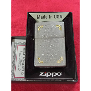 ZIPPO 28458  SERENITY PRAYER   SATIN CHROME LASER ENGRAVE   สีเงินผิวโครเมี่ยมลายแบบเลเซอร์ลงเนื้อ ของใหม่ ของแท้